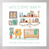 Niedliches Kinderzimmer Illustration CUSTOM BABY N Poster (Vorne)