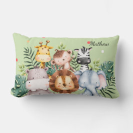 Niedliches Kinderzimmer Monogramm l Safari Grünpfl Lendenkissen