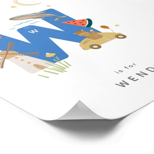 Niedliches Kinderzimmer Personalisiert Alphabet Le Poster (Ecke)