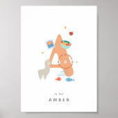 Niedliches Kinderzimmer Personalisierter Alphabet  Poster (Vorne)