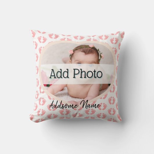 Niedliches Kinderzimmer Pink Heart Baby Foto rosa  Kissen (Vorderseite)