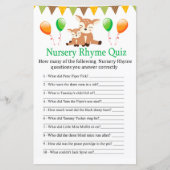 Niedliches Kinderzimmer Rhyme Quiz Babydusche (Vorderseite)
