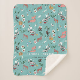 Niedliches Kinderzimmer von Blauen Tieren, Zebra u Sherpadecke