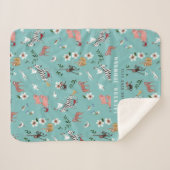 Niedliches Kinderzimmer von Blauen Tieren, Zebra u Sherpadecke (Vorderseite (Horizontal))