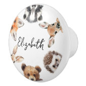 Niedliches Kinderzimmer "Watercolor Woodland Anima Keramikknauf (Rechts)