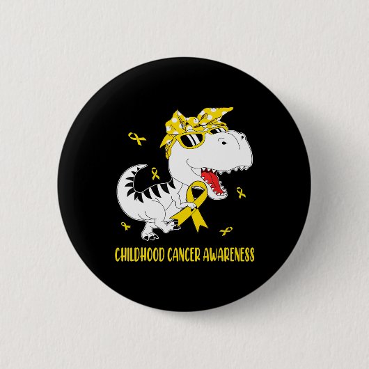 Niedliches Kindheitskrebs-Bewusstsein Dinosaurier Button (Vorderseite)