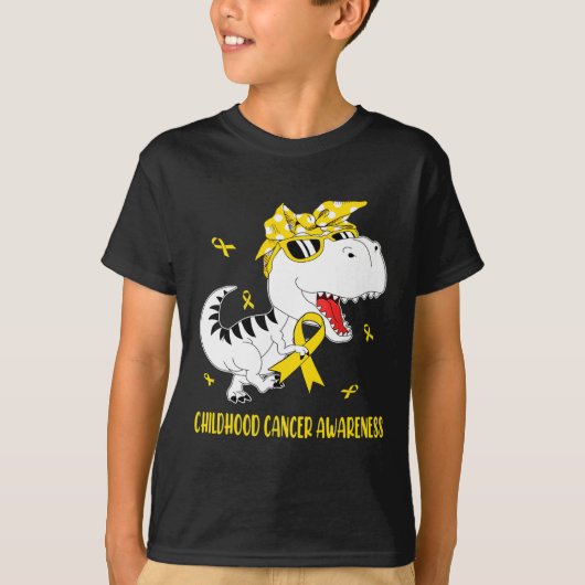 Niedliches Kindheitskrebs-Bewusstsein Dinosaurier T-Shirt (Vorderseite)