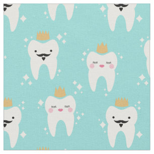 Niedliches King & Queen Tooth Muster Türkisch Stoff