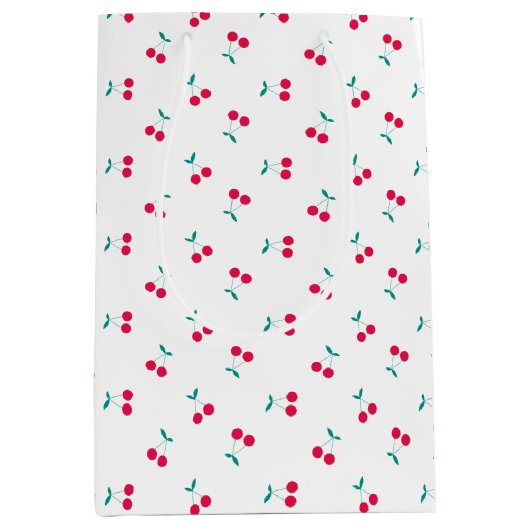 Niedliches Kirschmuster Mittlere Geschenktüte (Vorderseite)