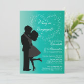 Niedliches Kissenpaar in Liebe Engagement Partei Einladung (Stehend Vorderseite)