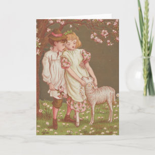Niedliches kitschiges Vintage-Valentinstag, Kinder Karte