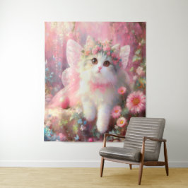 Niedliches Kitt in Rose und Blume Paint Wandteppich