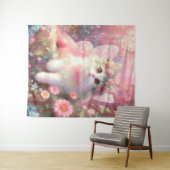 Niedliches Kitt in Rose und Blume Paint Wandteppich (Beispiel (Horizontal))