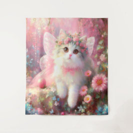 Niedliches Kitt in Rose und Blume Paint Wandteppich