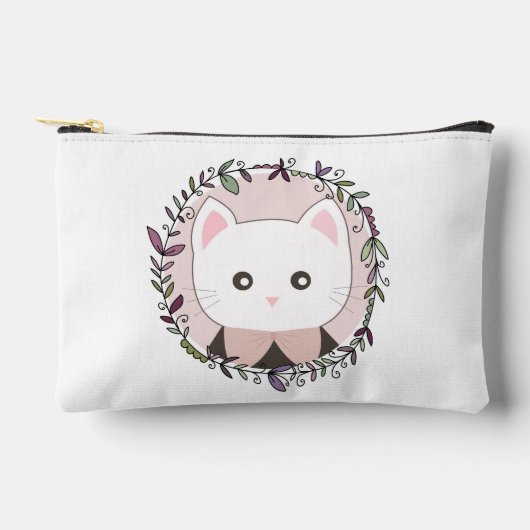 Niedliches Kitten Gerahmt von Blume Personalisiert Zubehörtasche (Vorderseite)