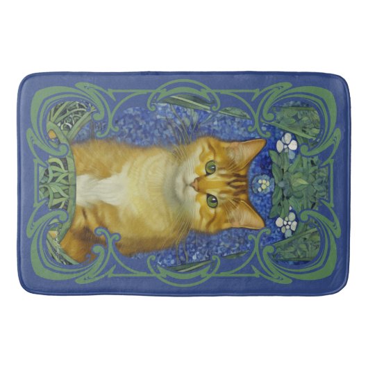 Niedliches Kitten im Vintagen Jugendstil Badematte (Vorderseite)