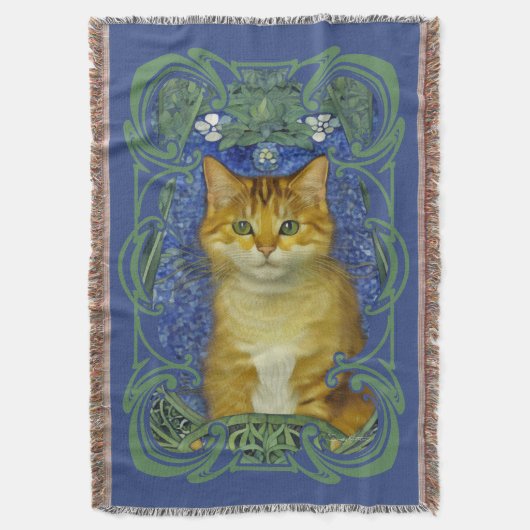 Niedliches Kitten im Vintagen Jugendstil Decke (Vorderseite Vertikal)