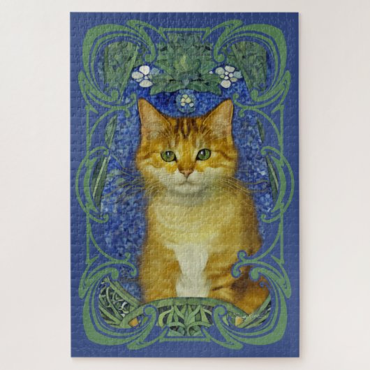 Niedliches Kitten im Vintagen Jugendstil Puzzle (Vertikal)