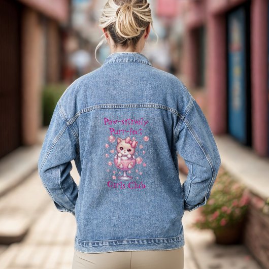 Niedliches Kitten in Bubble Cup Jeansjacke