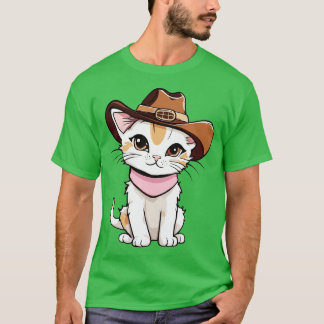 Niedliches Kitten in einem Cowboy-Hat-Meowdy-Abent T-Shirt
