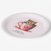 Niedliches Kitten in einem Teacup mit Herz Geburts Pappteller (Schrägansicht)