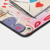 Niedliches Kitten in einem Teacup mit Herz-Monogra Schreibtischunterlage (Ecke)