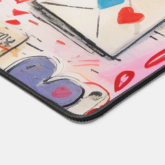 Niedliches Kitten in einem Teacup mit Herz-Monogra Schreibtischunterlage (Ecke)