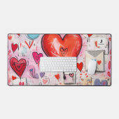 Niedliches Kitten in einem Teacup mit Herz-Monogra Schreibtischunterlage (Tastatur & Maus)