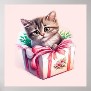 Niedliches Kitten in einer Box Geburtstagsgeschenk Poster