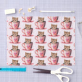 Niedliches Kitten in Teakup mit Herz-Muster Seidenpapier (Handwerk)