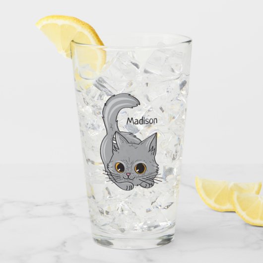Niedliches Kitten individuelle Name Pint Glas (Vorderseite Ice)