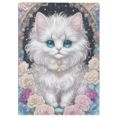 Niedliches Kitten mit Blume Klemmbrett (Rückseite)
