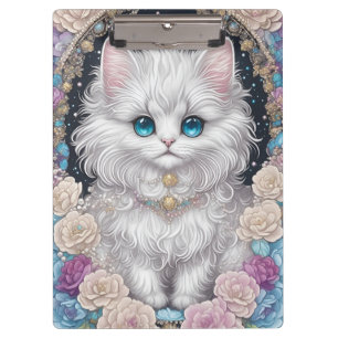 Niedliches Kitten mit Blume Klemmbrett