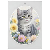 Niedliches Kitten mit Blume Klemmbrett (Rückseite)