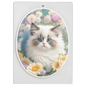 Niedliches Kitten mit Blume Klemmbrett (Rückseite)
