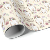 Niedliches Kitten mit Blume Rosa Geburtstag Geschenkpapier (Rolleneckpunkt)