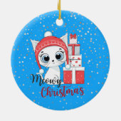 Niedliches Kitten mit Geschenken MeowChristmas Keramik Ornament (Hinten)