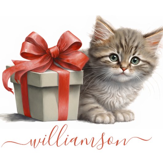 Niedliches Kitten mit Red Ribbon Geschenk Wasserfa