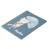 Niedliches Kitten mit Regenschirm Personalisiert Notizblock (Linke Seite)