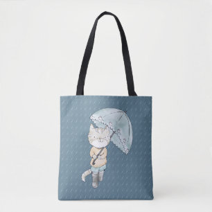 Niedliches Kitten mit Regenschirm Tasche