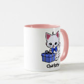 Niedliches Kitten zeichnend mit Geschenk Tasse (VorderseiteRechts)