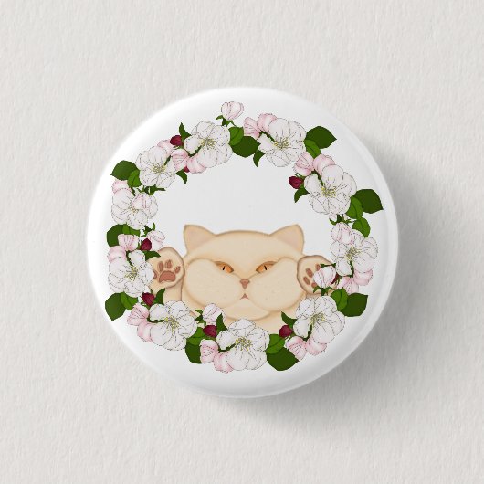 Niedliches Kitti in Blume Button (Vorderseite)