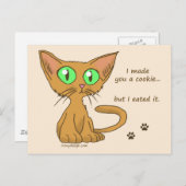 Niedliches Kitty Ate Dein Cookie Postkarte (Vorne/Hinten)