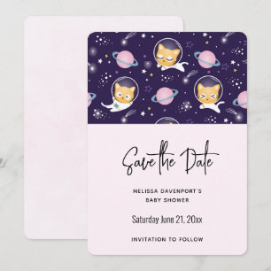 Niedliches Kitty Cat Astronauten Muster Save the D Date