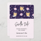 Niedliches Kitty Cat Astronauten Muster Save the D Save The Date (Vorne/Hinten)