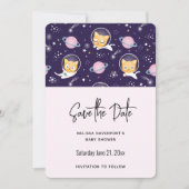 Niedliches Kitty Cat Astronauten Muster Save the D Save The Date (Vorderseite)