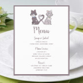 Niedliches "Kitty Couple Gray White Wedding Menu"