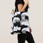 Niedliches Kitty-Katzen-Muster-graues Schwarzweiss Tasche (Von Nahem)