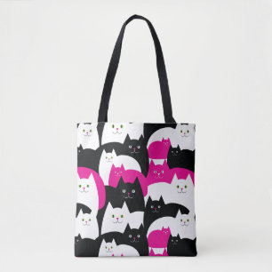 Niedliches Kitty-Katzen-Muster-Rosa und Schwarzes Tasche