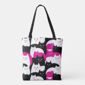 Niedliches Kitty-Katzen-Muster-Rosa und Schwarzes Tasche (Rückseite)